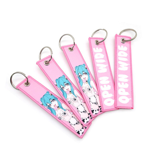 Heat Transfer Printing Fabric Custom Anime Pink Keychains