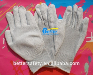 White Carbon Nylon Coated PU touch screen gloves china supplier