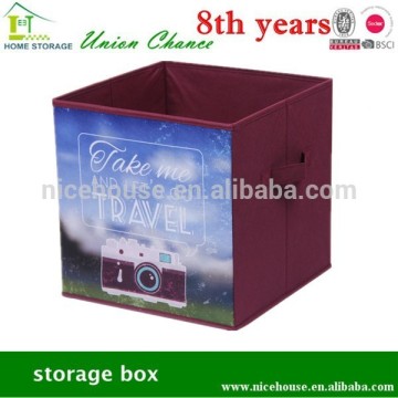 colorful printing,clothing organizer foldable storage cube with two side handle,suit for any household decoration style