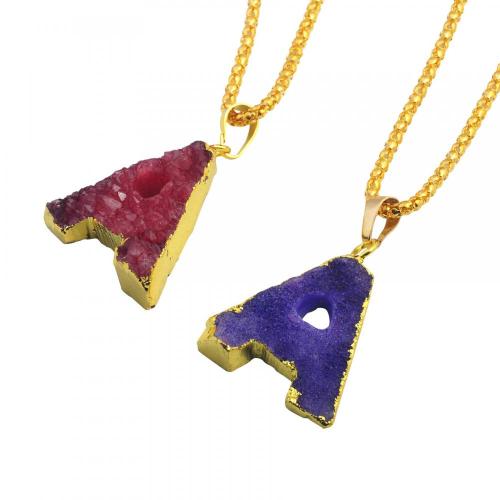 Colorful Crystal Alphabet Letter A Pendant Necklace