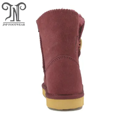 Kids children's burgundy leather boots shoes