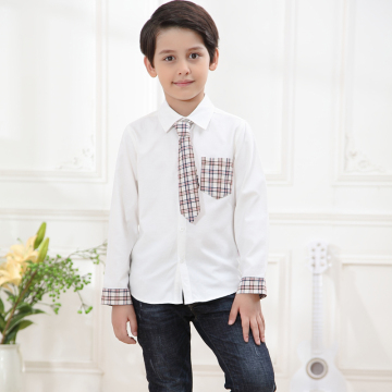 White boys dress shirt with tie fashion children boy shirt