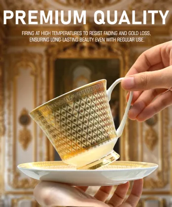 Elegant 24K Gold Royal Ceramic Tea & Coffee Cup Set - Luxurious 9oz Gift
