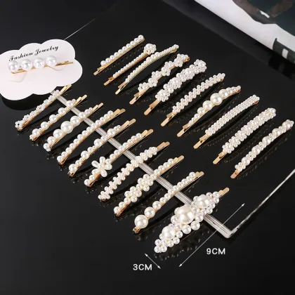 Ruigang Factory Korean Wedding Bobby Barrettes Geometric Imitation Pearl Hair Clips