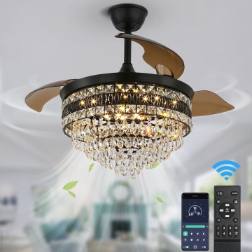 USA Darmowa wysyłka 42 -calowa 30W DC 60W żyrandol LED Fandelier Bldc Wentylator sufitowy - Czarny