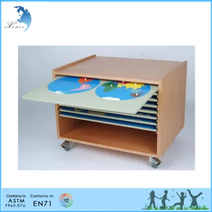 Training aide montessori materials toys Geography Map Cabinet