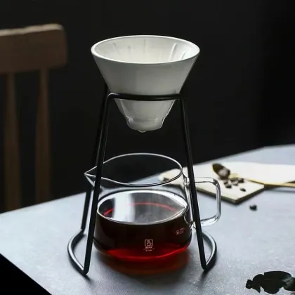 Metal Pour Over Coffee Filter Display Stand with Basket - Camping Tool Set