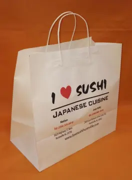 white kraft paper bag twisted handle-sushi