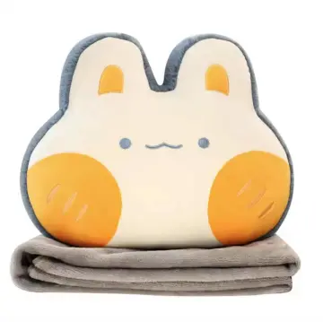 Rabbit plush throw pillow air conditioner is 2-in-1