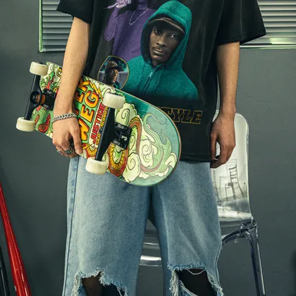 Washed Ripped Jeans Tie Loose Wide Leg Pants