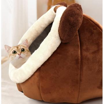Gua tempat tidur kucing dengan bantal bantal yang dapat dicuci dilepas
