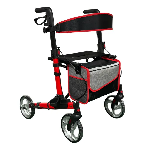 Adjustable Lightweight Folding Aluminum Rollator Walker with 8 Inch Wheels