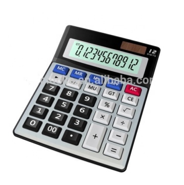 Modern Design 12-Digit Dual Power Solar Calculator with LCD Display