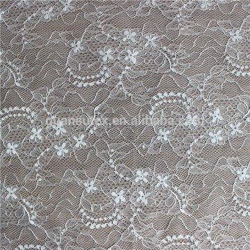 White tulle chantilly lace wedding dress fabrics