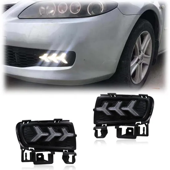 Gobison LED DRL Daytime Running Light with Yellow Turn Signal for Mazda 6 2006-2009