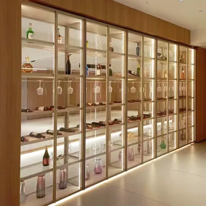 Stainless Steel Glass Wine Display Cabinet with Electronic Temperature Control