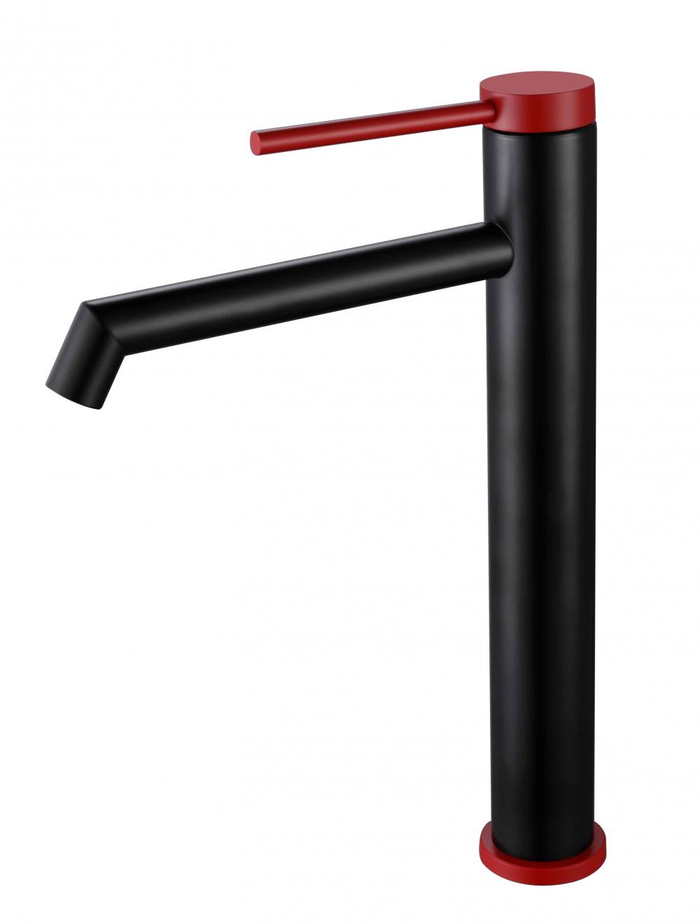 Stainless-steel black red single handle tall basin faucet