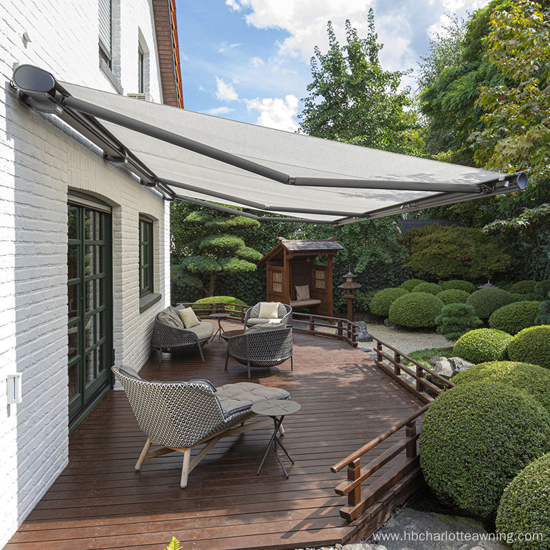 Arm Folding Retractable Awning Motorized Full Cassette