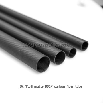 Tubo de fibra de carbono enrolado com rolo com superfície brilhante