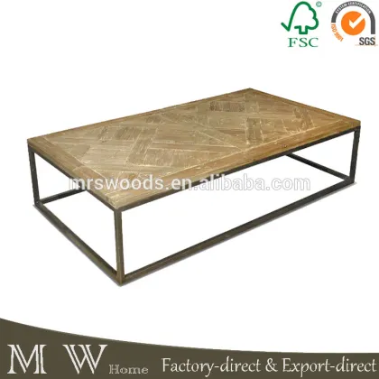 recycled elm wood coffee table, metal vintage elm table, elm coffee table
