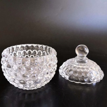 Pots en verre ronds en cristal avec couvercle en verre