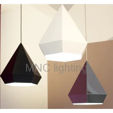 Modern Pendant Lights Diamond Shape Black Chrome Golden Metal Shade