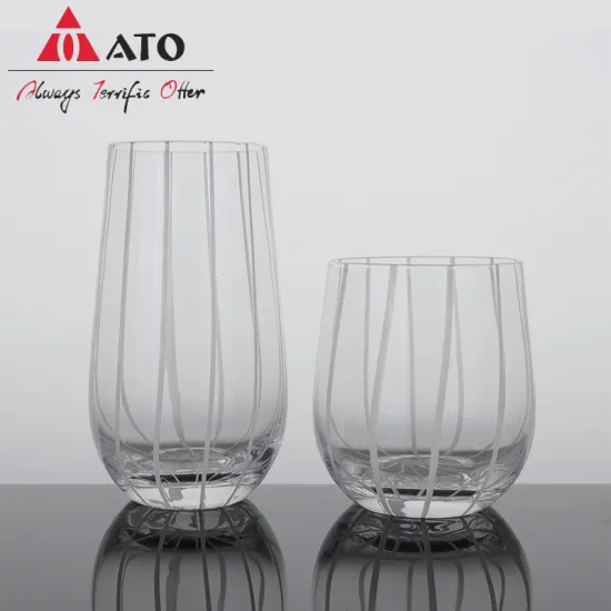 Modern simple striped glass tea cup kitchen glassware