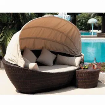 Outdoor rattan/wicker bed, used for garden