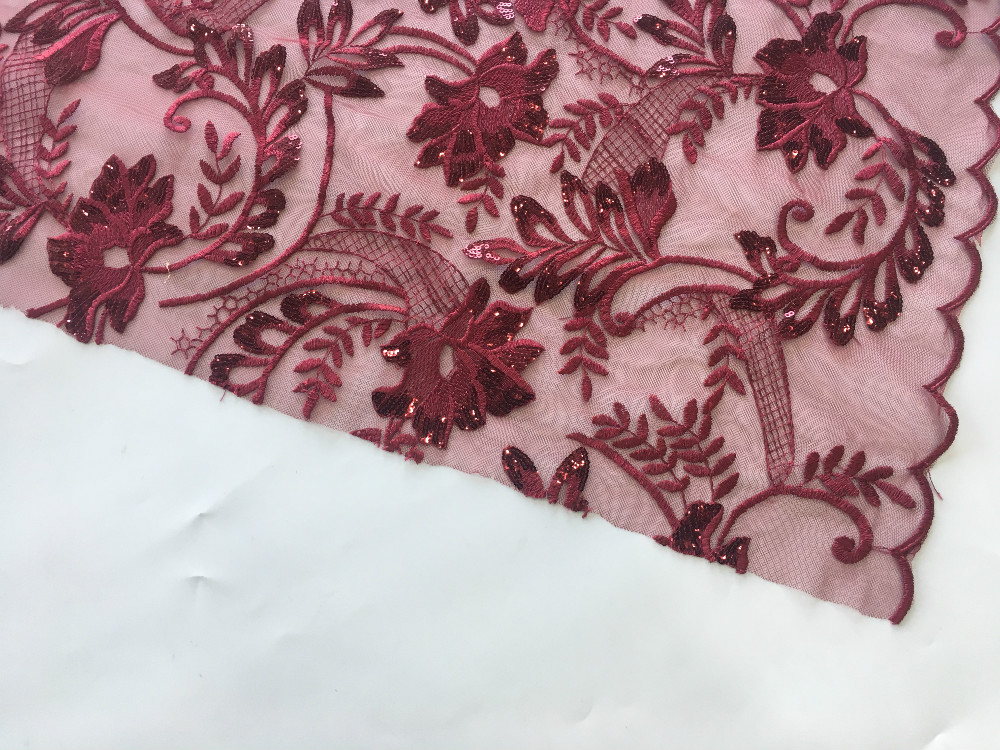 Burgundy Embroidery Fabric