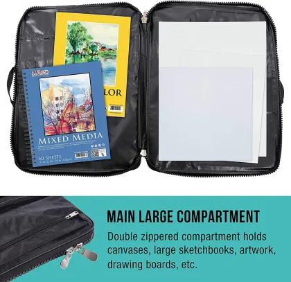 Black Nylon Art Supplies Portfolio Backpack - 19'' x 26'' Artist Carry Bag
