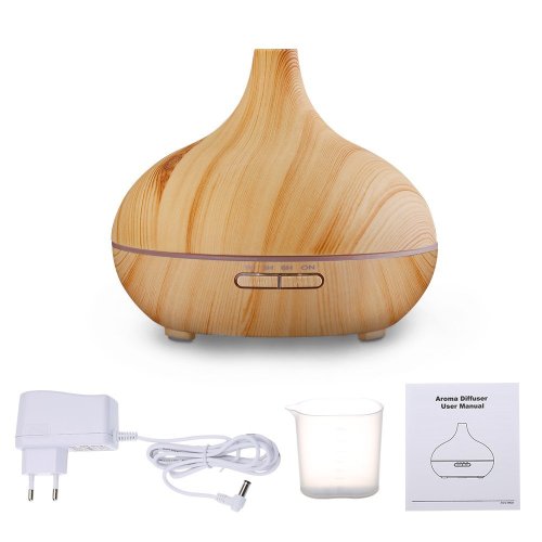 LED Lights Wood Glass Electric Oil Diffuser 400ml