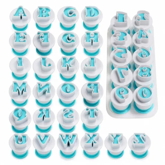 Alphabet & Numbers Fondant Cake Mold Cookie Stamp Impress Embosser Cutter