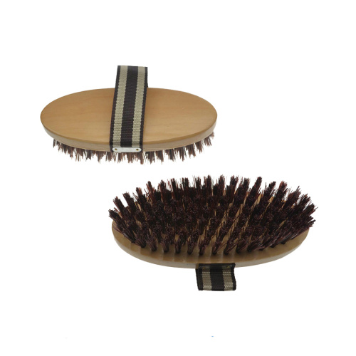 Brosse de cow-boy de dos en bois avec sangle en polyester