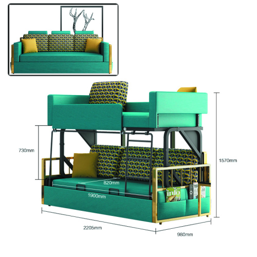 Sala de estar sofá litera de acero inoxidable para apartamento