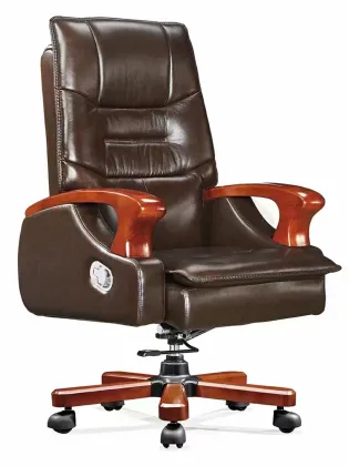 Oak Office Chair Genuine Leather Chair Luxury Executive Chair