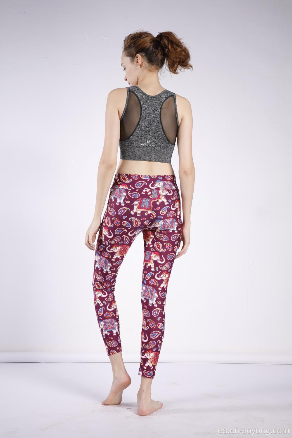 Leggings elásticos de cintura alta con estampado Lucky para mujer