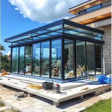 DTOP Hot Sale Glass House Designs: Flat Roof Sunroom & Outdoor Prefab Sunroom