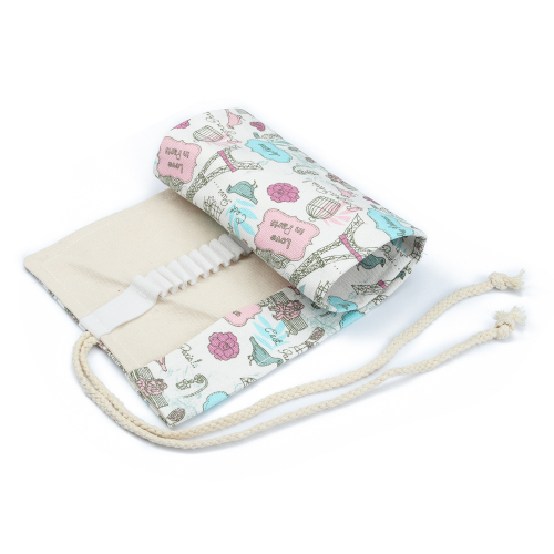 Seamiart Canvas Pencil Roll Wrap Pen Bag Pencil Roll Up Pencil Case Holder Χρωματισμένη εκτύπωση για προμήθειες τέχνης σκίτσου