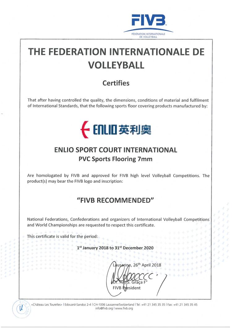 FIVB CERTIFICATE