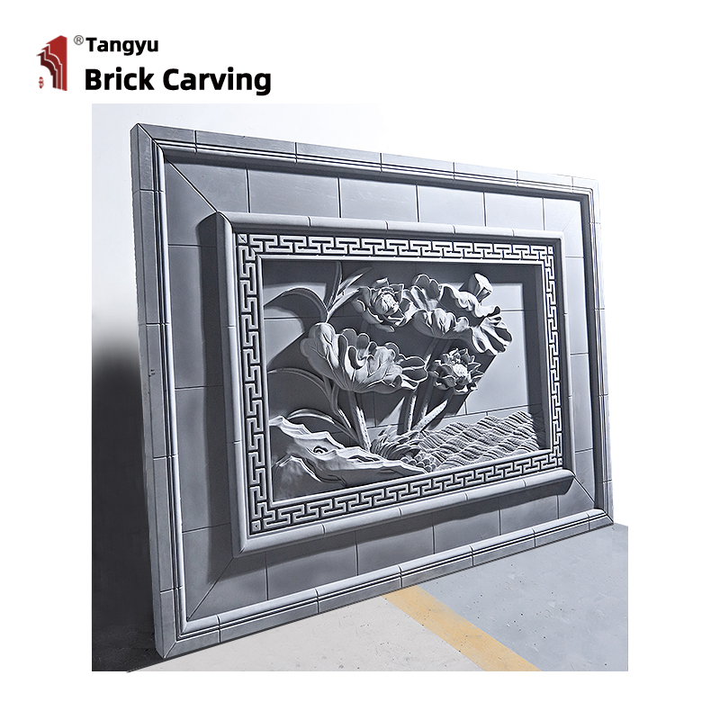 Lotus brick carving mural