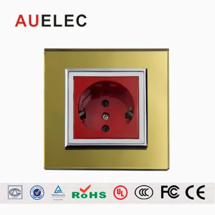 Glass panel Euro style Wall Socket golden color