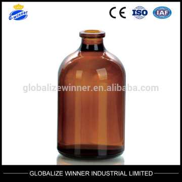 100ml Amber Molded Injection Vials for Antibiotics ,USP TYPE II,III glass vial with tear off lid