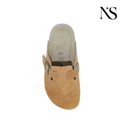 Trendy Tan Suede Clogs with Comfort