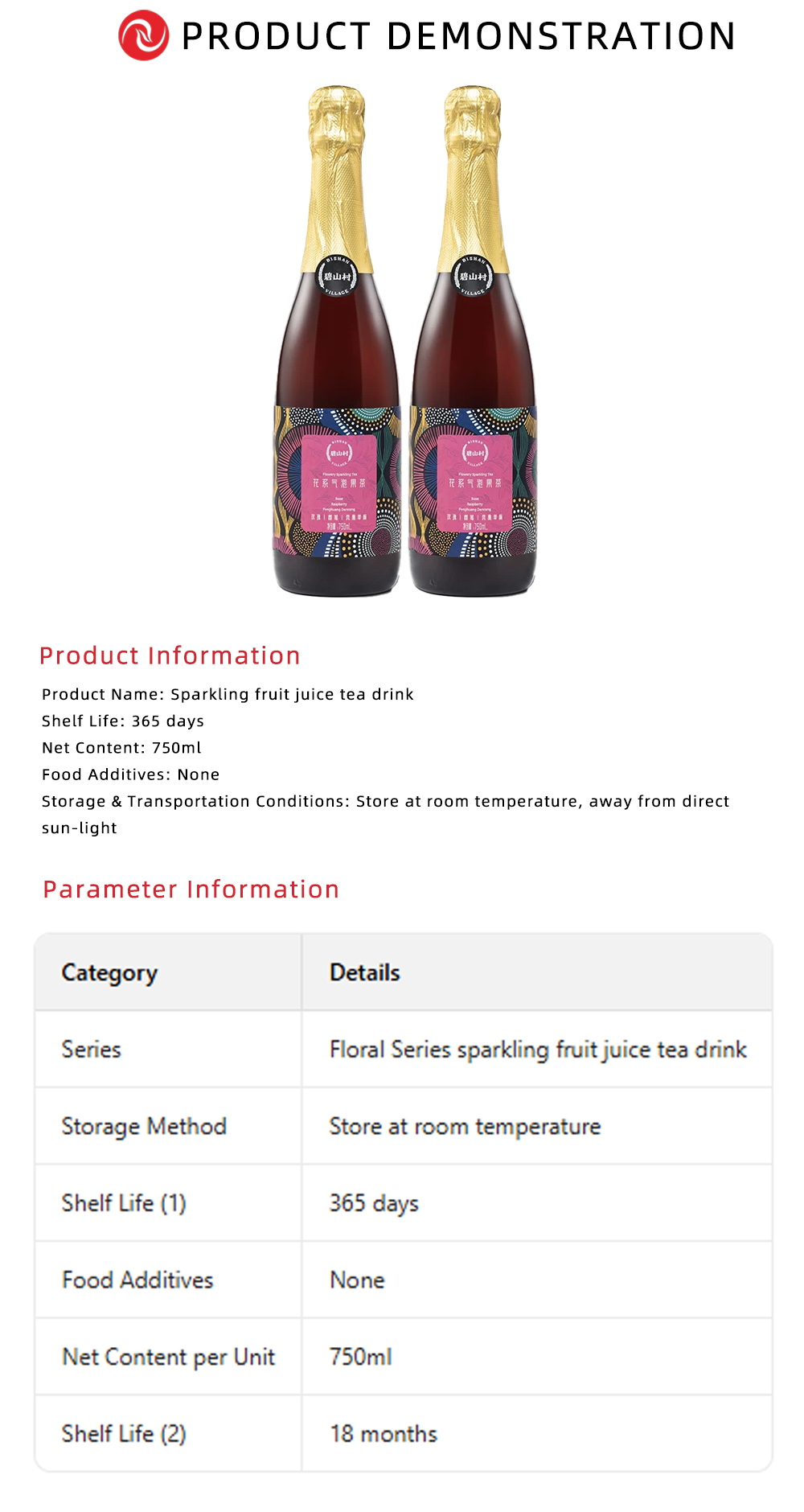 Premium Bishancun Alcohol-Free Sparkling Fruit Tea X
