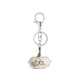 Wrapped Clear Crystal Hexagonal Pointed Pendant Keychain