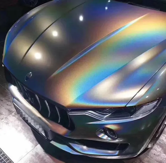 rainbow laser matte silver car wrap viynl