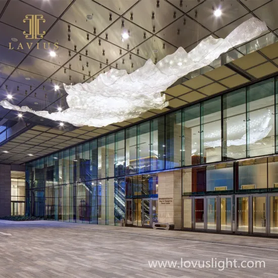 Hotel lobby shopping mall hall chandelier Large custom white cloud shape chandelier