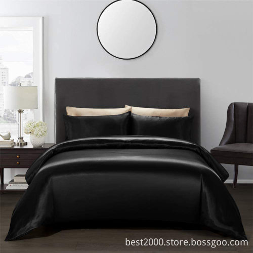 Wholesale Pure Color Silk Bed Cover and Pillowcase Sets for High-End Hotels