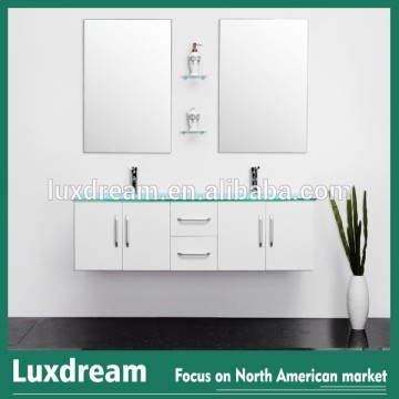 Wall Mounted Bathroom Vanity with Double Basin - White