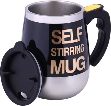 Wholesale Transparent Stainless Steel Self Stirring Coffee Mug 450ml